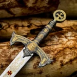 38 Inch Handmade Knights Templar Sword, 38" Stainless Steel Medieval Holy Sword with Leather Sheath, Crusader