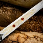 38 Inch Handmade Knights Templar Sword, 38" Stainless Steel Medieval Holy Sword with Leather Sheath, Crusader – handle detail