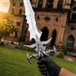 Arthas Menethil Inspired Fantasy Sword Replica, Frostmourne Style Stainless Steel Display Sword, Medieval Fan – detail view