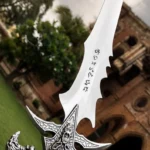 Arthas Menethil Inspired Fantasy Sword Replica, Frostmourne Style Stainless Steel Display Sword, Medieval Fan – handle detail